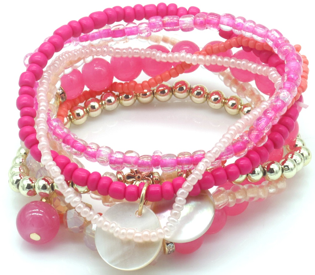 Armbandenset kralen pink
