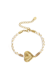 Touwarmband gouden bedel hart