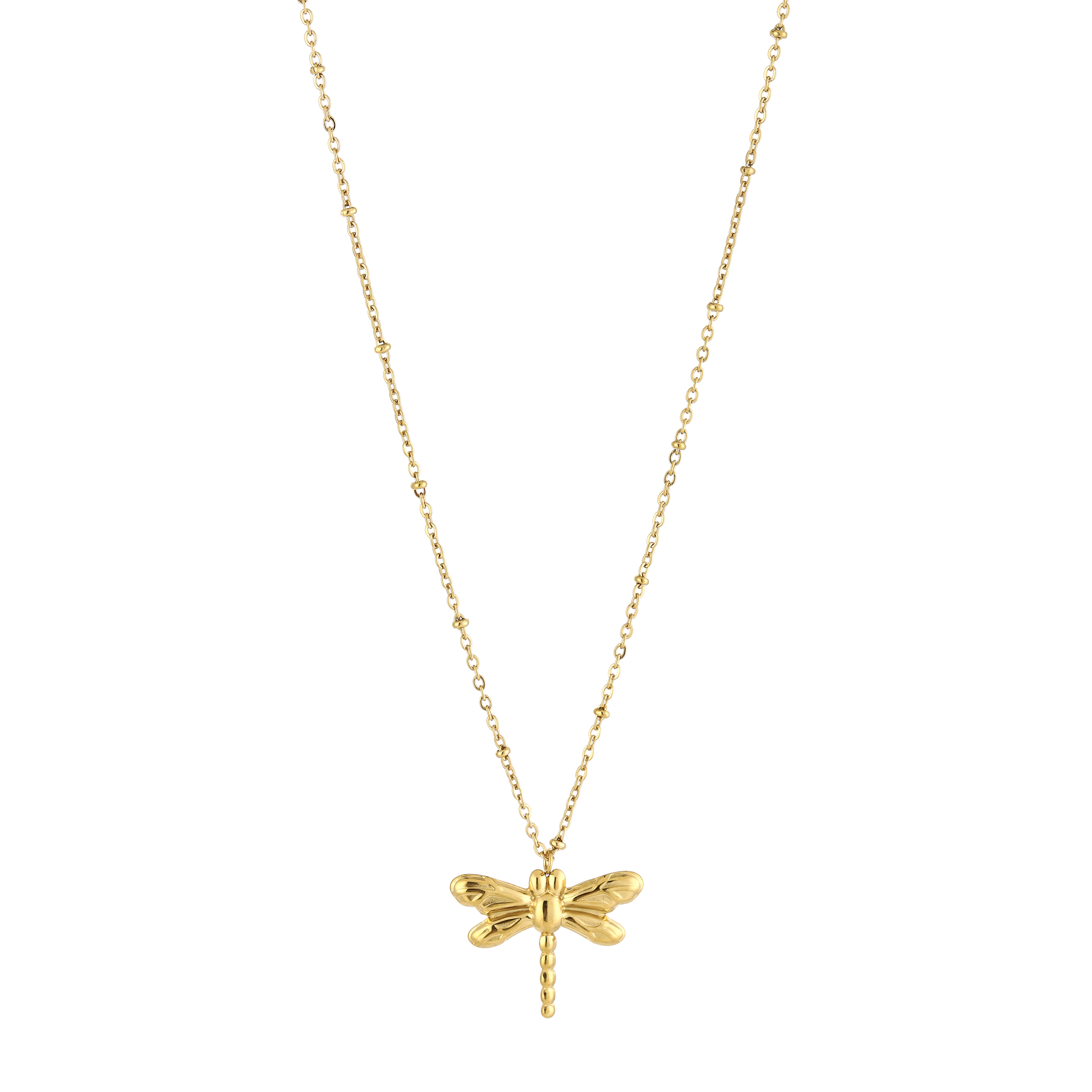Middel lange ketting met libelle goud