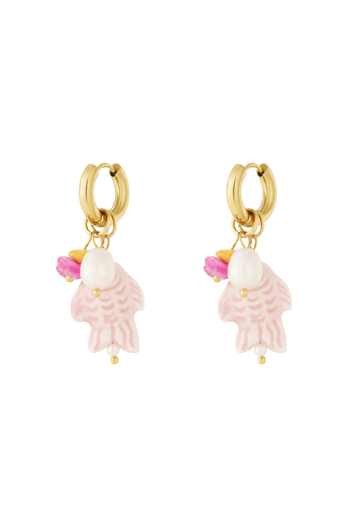 Oorbellen charms vis roze