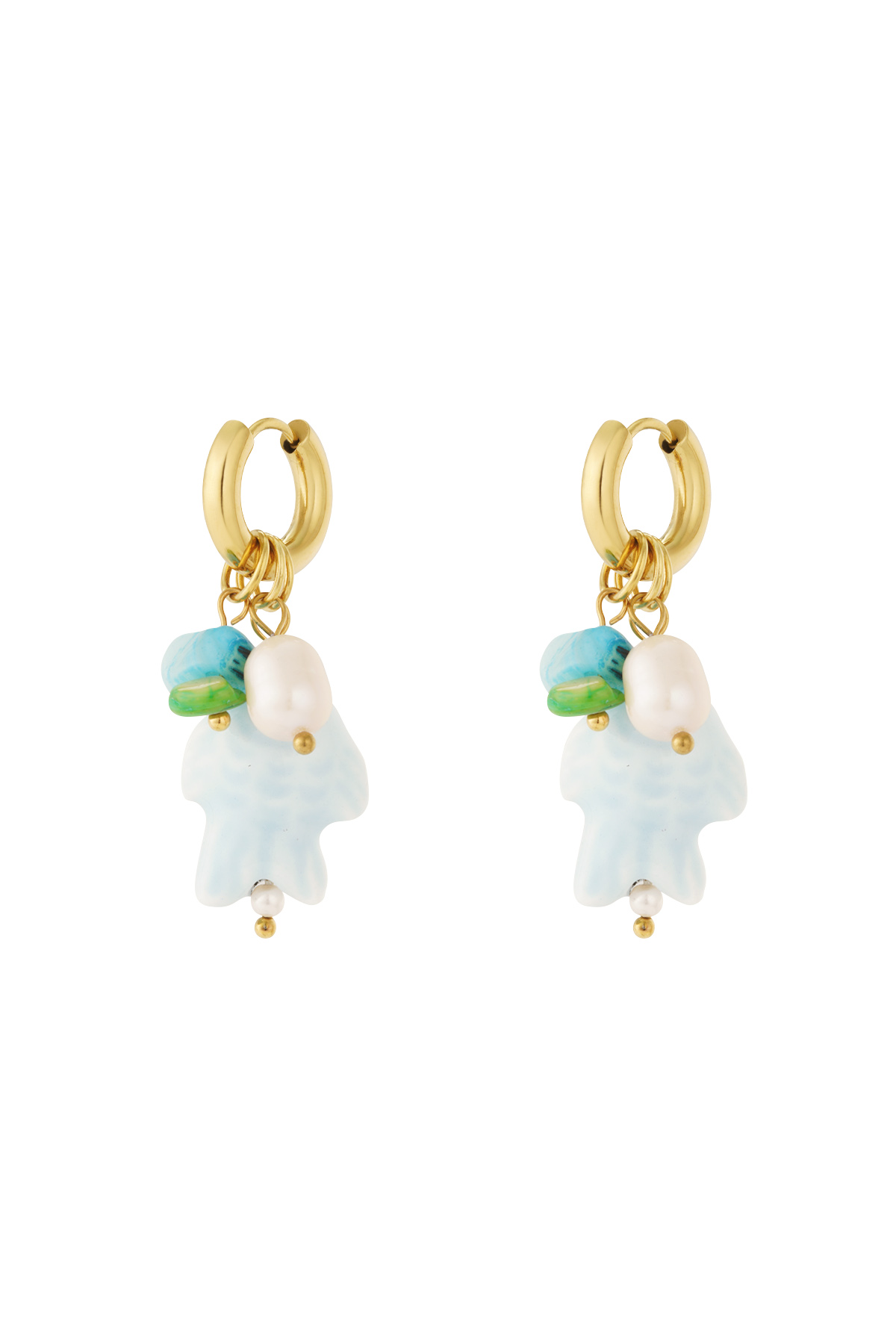 Oorbellen charms vis blauw