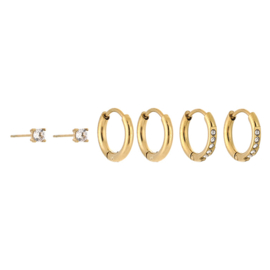 Earparty goud 3 gaatjes stainless steel basic