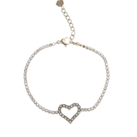 Armband hartje met steentjes