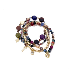 Armbandenset kralen multi goud