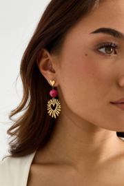 Statement Oorbellen hart en kraal roze