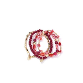 Armbandenset kralen goud en rood