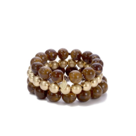 Grote kralen armbanden set donker bruin