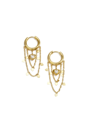 Stainless steel oorbellen goud chain met steentje