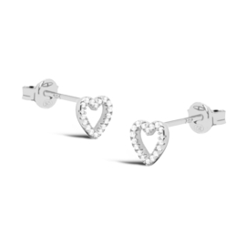 Oorknopjes hartjes bling- echt zilver