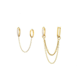Set van 2 chain oorbellen goud stainless steel