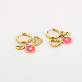 Oorbellen charms roze