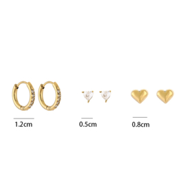 Earparty voor 3 gaatjes goud love