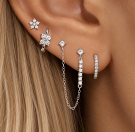 Earparty voor 4 gaatjes zilver - stainless steel