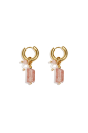 Oorbellen stainless steel goud rmet steen