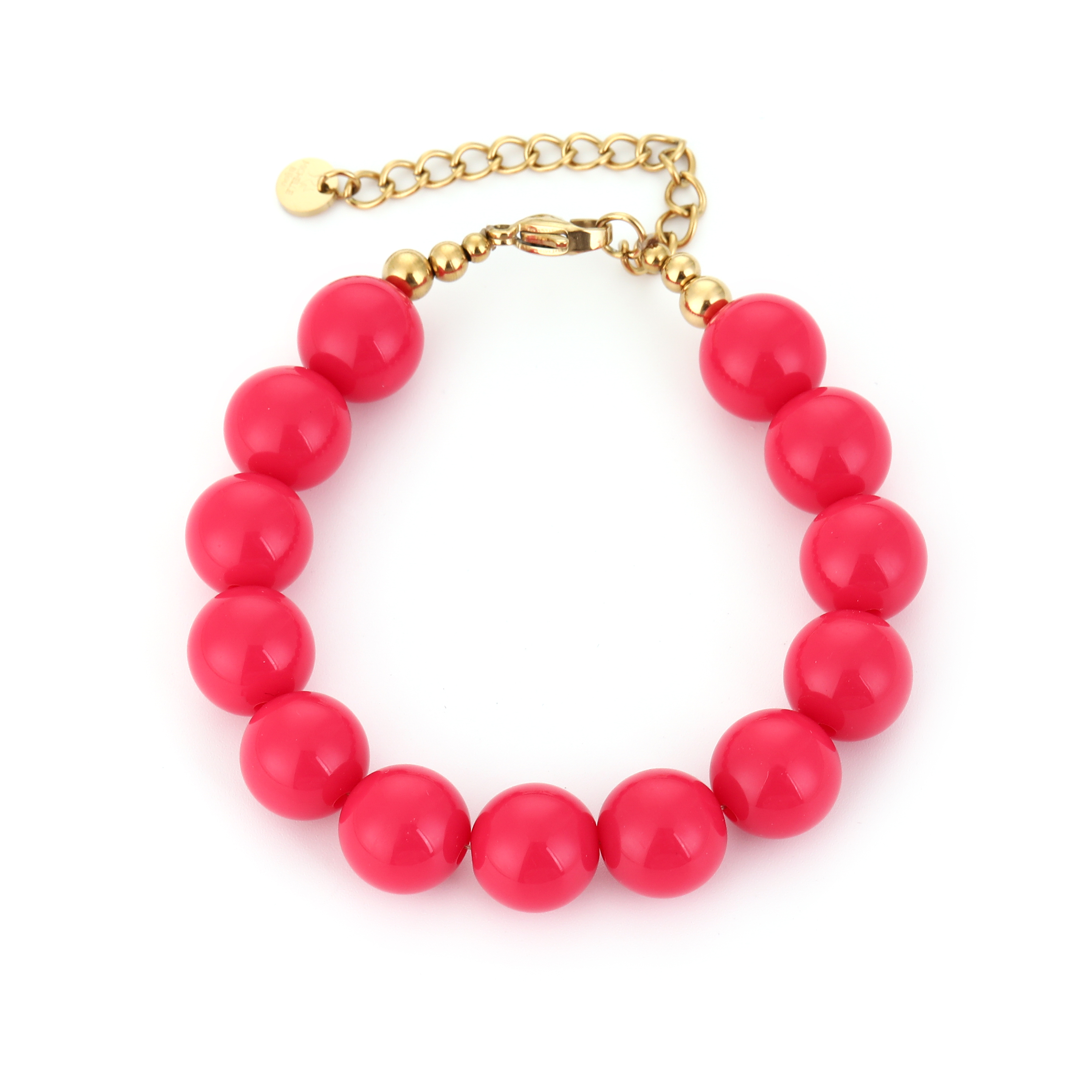 Grote kralen armband fuchsia