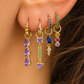 Earparty set voor 4 gaatjes kleurrijk  - stainless steel