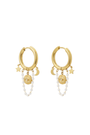 Oorbellen stainless steel in goud en zilver met imitatie parels en bedels