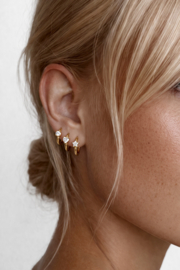 Earparty Najaar stainless steel goud van 3 paar oorringen met steentjes