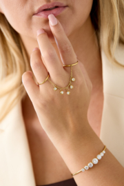 Ring met kettinkje en bedels rondjes – stainless steel