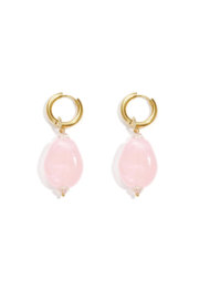Oorbellen stainless steel goud met lichtoze kraal