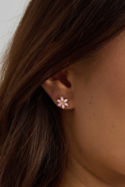 Oorknopjes stainless steel goud bloem