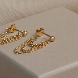 Triple chains oorbellen - echt zilver