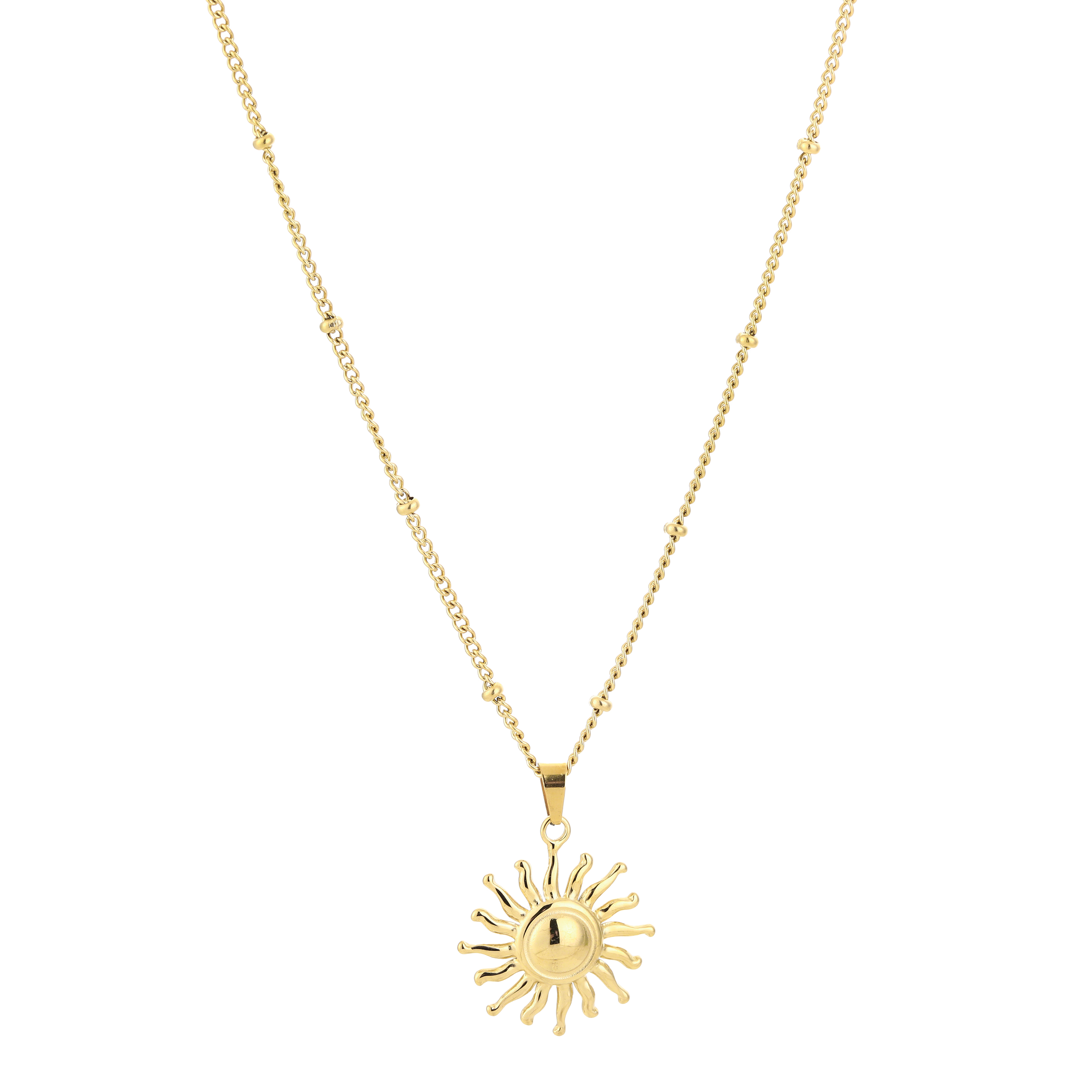 Middellange ketting met zon goud