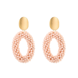 Statement Oorbellen kralen beige