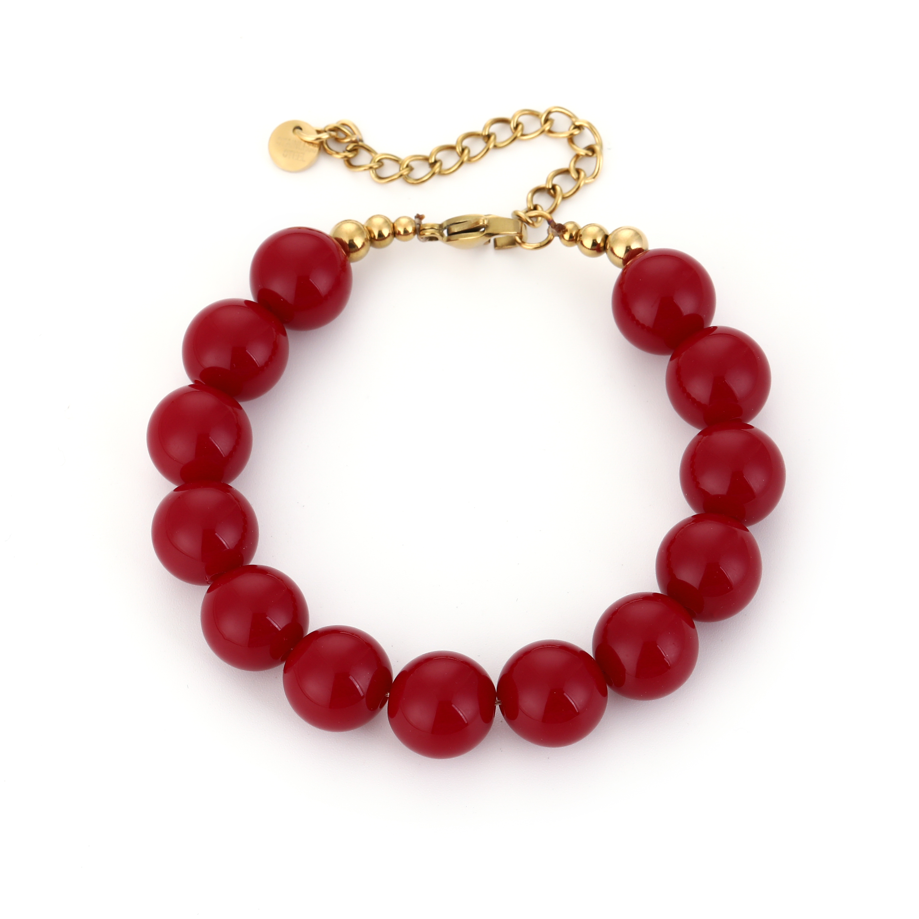 Grote kralen armband deep red