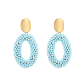 Statement Oorbellen kralen blauw