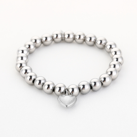 Elastieken armband bolletjes met hartje