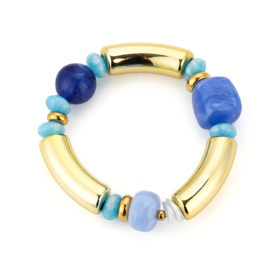 Kralen armband kleurrijk blauw tubes