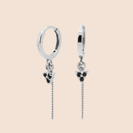 Stones and chain black- echt zilver