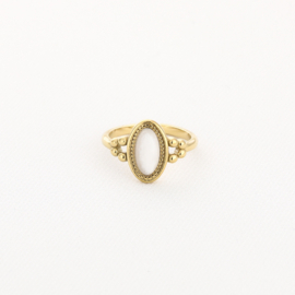 Stainless steel ring goud met witte steen