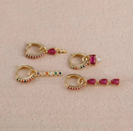Earparty set voor 4 gaatjes kleurrijk  - stainless steel