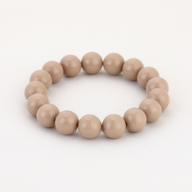 Kralen armband elastiek beige