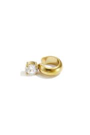 Earcuff brede ring met steen in goud en zilver