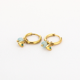 Oorbellen stainless steel goud met hartje