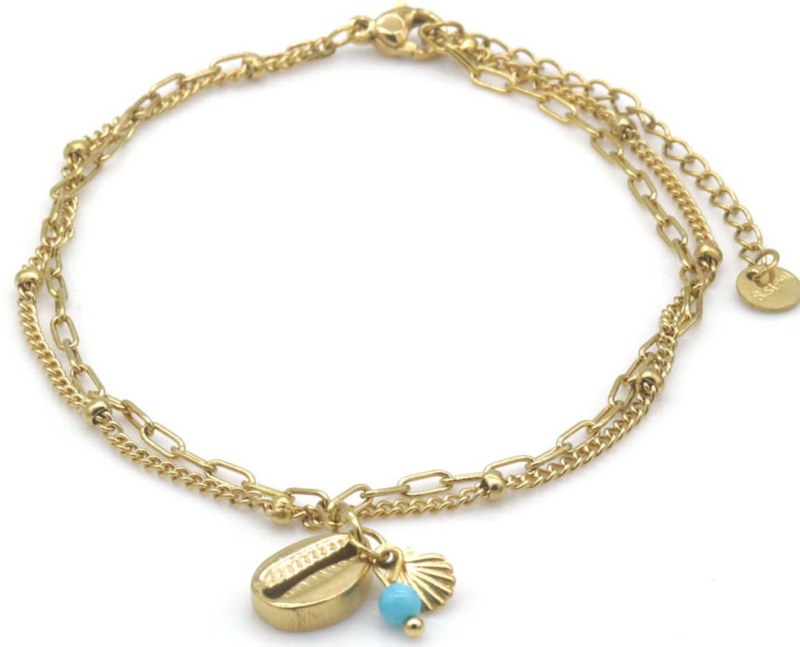 Enkelbandje beach goud