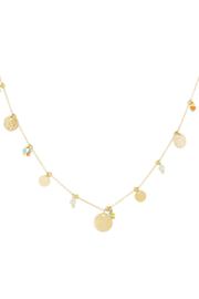 Ketting met muntjes en kralen goud
