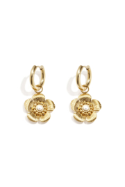 Stainless steel oorbellen zilver en goud met bloem parel
