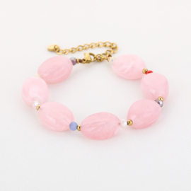 Grote kralen armband roze