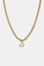 Stainless steel goud ketting met glimmende steen