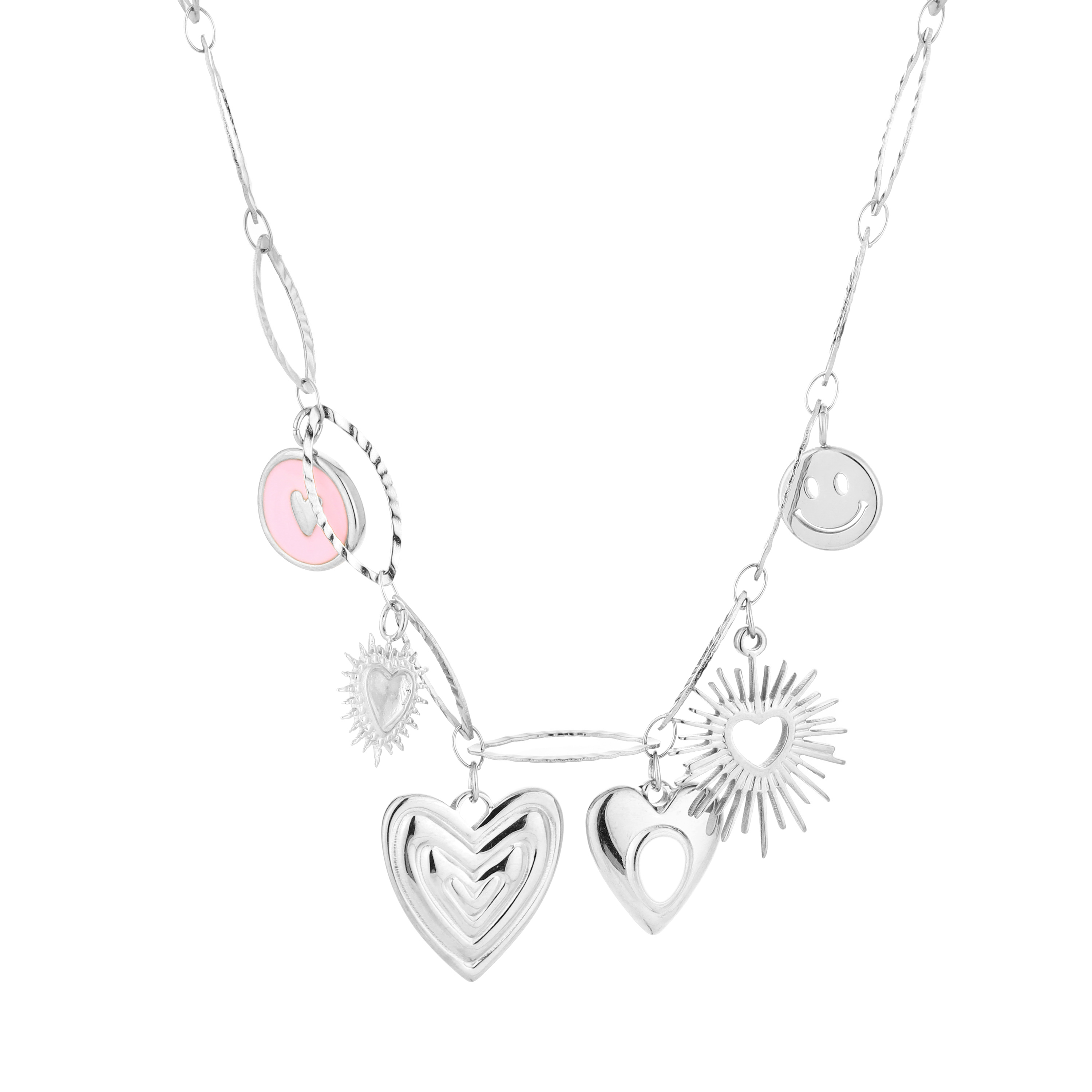 Bedelketting zilver hearts