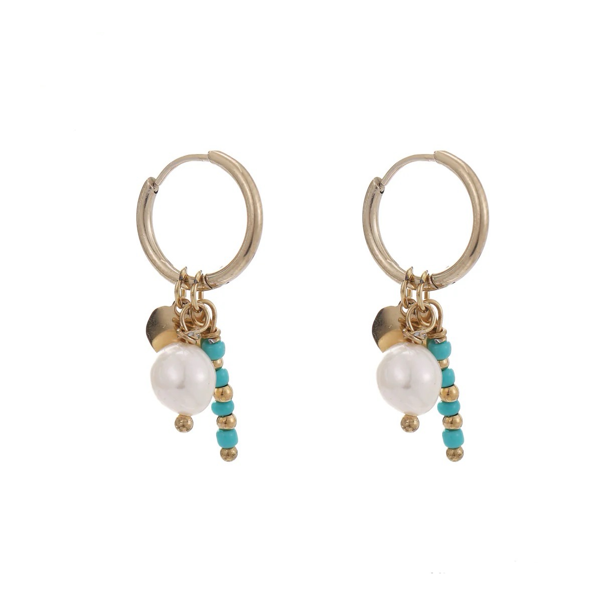 Oorbellen charms wit/blauw