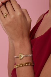 Touwarmband gouden bedel hart