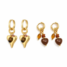 Earparty Autumn Hearts – gouden oorbellen met warme details