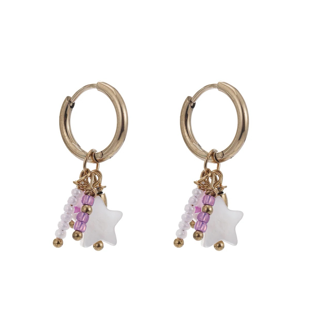 Oorbellen charms ster wit