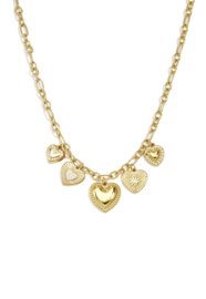 Set van ketting en armband bedels hartjes stainless steel goud
