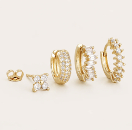 Earparty set voor 4 gaatjes goud  - stainless steel